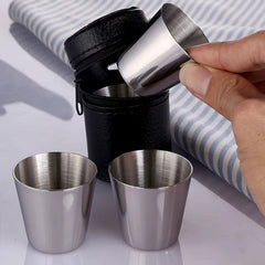 4Pcs/6Pcs 30Ml Outdoor Practical Travel Stainless Steel Cups Mini Set Glasses for Whisky Wine Beer with Case Portable Drinkware