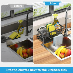 Sink Drain Rack Sponge Holder Sink Faucet Storage Soap Drainer Towel Rack Shelf Organizer Kitchen Accessories