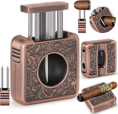 Cigar Cutter,4 in 1 Multifunction V Cut Cutter with Cigar Punch,Cigar Holder & Twin Nubber,Suitable for Max 60 Ring Gauge Cigars