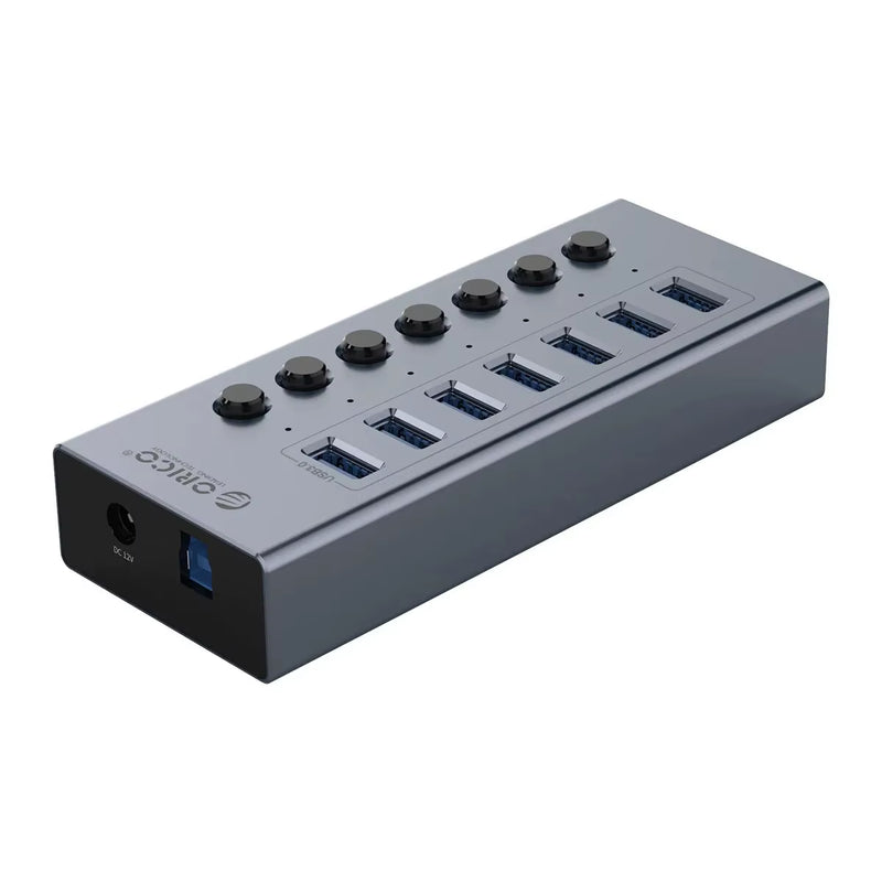 Powered USB Hub Splitter Socket with Multi USB 3.0 Port Slot Plug On-Off Key Switch Dock Power Strip Adapter for PC Lapto