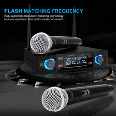 GLXD2 Professional Wireless Microphone System Dual Channel UHF Fixed Frequency Cordless Handheld Dynamic Mic for Karaoke Party