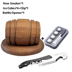 Whiskey Smoker Kit with Natural Wood Chips Anti-Burn Cocktail Smoker Set Reusable Stainless Steel Ice Cube Birthday Bourbon Gift