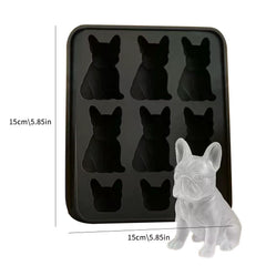 Whiskey Ice Mold Plastic Novelty French Bulldog Ice Mold 9-Grids Easy Release Food-Grade Drink Iceblock Maker Reusable Whiskey