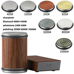 New Rolling Knife Sharpener Double Sided Diamond Sharpening Stone 15_20° Degree Magnetic Angle Roller Sharpening for Kitchen