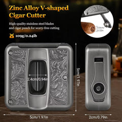 Cigar Cutter,4 in 1 Multifunction V Cut Cutter with Cigar Punch,Cigar Holder & Twin Nubber,Suitable for Max 60 Ring Gauge Cigars