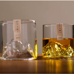 Japanese Glass Glacier Mountain Teacup Mt. Fuji Heat-Resistant Glass Teacup Office Handy Retro Wine Glass Whisky Cup Home