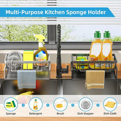 Sink Drain Rack Sponge Holder Sink Faucet Storage Soap Drainer Towel Rack Shelf Organizer Kitchen Accessories
