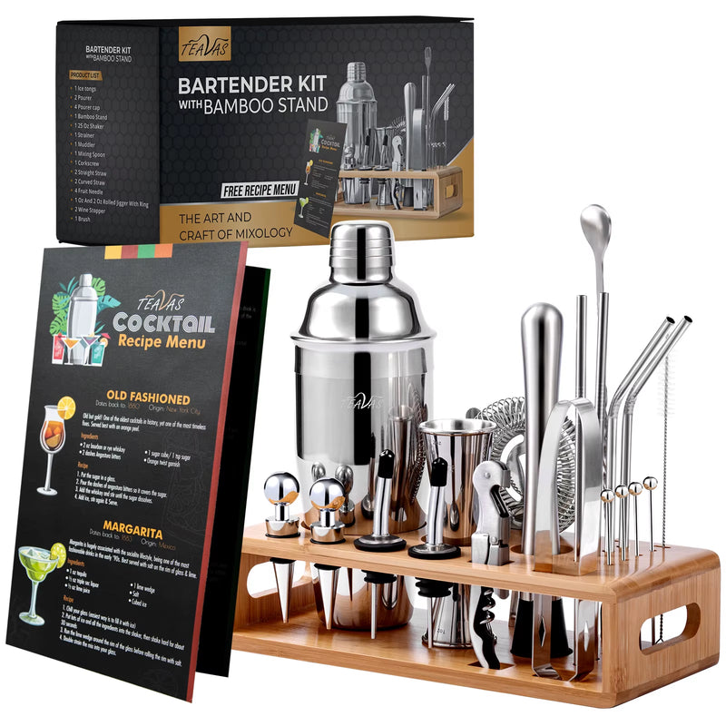 25 Pieces Mixology Bartender Kit with Cocktail Shaker & Japanese Jigger - Cocktail & Alcohol Mixer Shaker Set - Barware