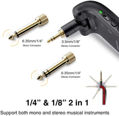 WS-60 Wireless Guitar System 2.4Ghz Wireless Guitar Transmitter Receiver Stereo 2 in 1 Plugs 6 Channels Guitar Wireless
