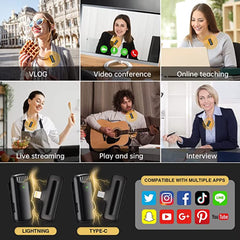 Wireless Lavalier Microphone Charging Case Mic Portable Audio Video Recording for Iphone Android Camera Notebook Live Gaming Mic