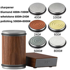 New Rolling Knife Sharpener Double Sided Diamond Sharpening Stone 15_20° Degree Magnetic Angle Roller Sharpening for Kitchen