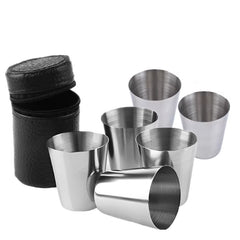 4Pcs/6Pcs 30Ml Outdoor Practical Travel Stainless Steel Cups Mini Set Glasses for Whisky Wine Beer with Case Portable Drinkware