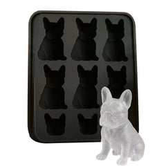 Whiskey Ice Mold Plastic Novelty French Bulldog Ice Mold 9-Grids Easy Release Food-Grade Drink Iceblock Maker Reusable Whiskey