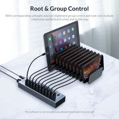 Powered USB Hub Splitter Socket with Multi USB 3.0 Port Slot Plug On-Off Key Switch Dock Power Strip Adapter for PC Lapto