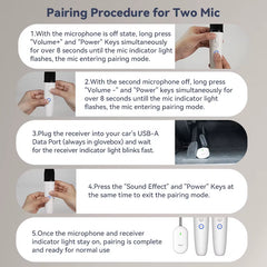 T1-Car Karaoke Microphone, Rechargeable Caraoke Mic with USB-A & USB-C Receiver, Plug to Use，No Need Pair