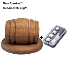 Whiskey Smoker Kit with Natural Wood Chips Anti-Burn Cocktail Smoker Set Reusable Stainless Steel Ice Cube Birthday Bourbon Gift