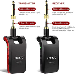WS-60 Wireless Guitar System 2.4Ghz Wireless Guitar Transmitter Receiver Stereo 2 in 1 Plugs 6 Channels Guitar Wireless
