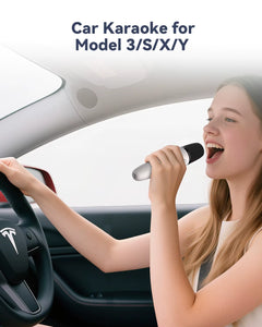 T1-Car Karaoke Microphone, Rechargeable Caraoke Mic with USB-A & USB-C Receiver, Plug to Use，No Need Pair